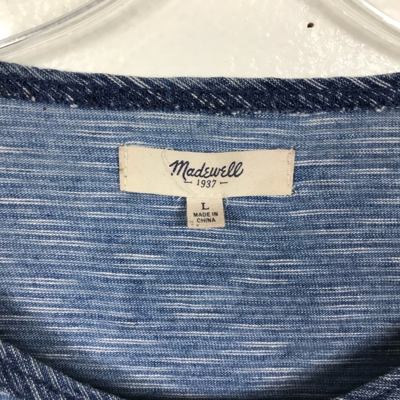 Madewell Striped Blue Indigo Ink Tee Rolled Hem L - Picture 4 of 8
